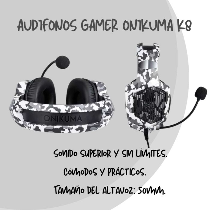 Audifonos Gamer Onikuma K8 Luz Rgb Led, Camuflada